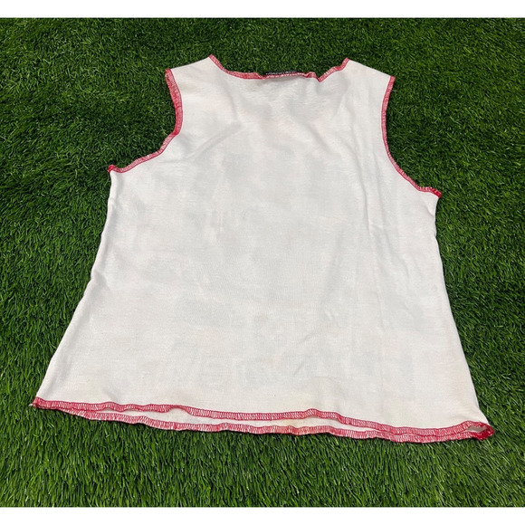 Realitee Y2K USA Patriotic Peace Sign Tank Top Glitter Stars Stripes Made USA M - Picture 8 of 9